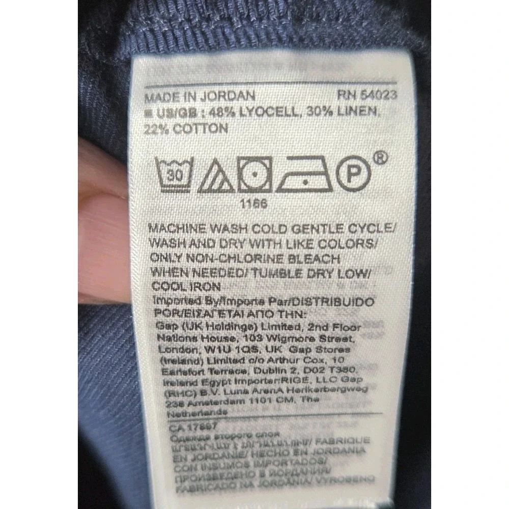 Banana Republic Tall Linen Lyocell Pants Navy Blue Pull On Straight Leg L